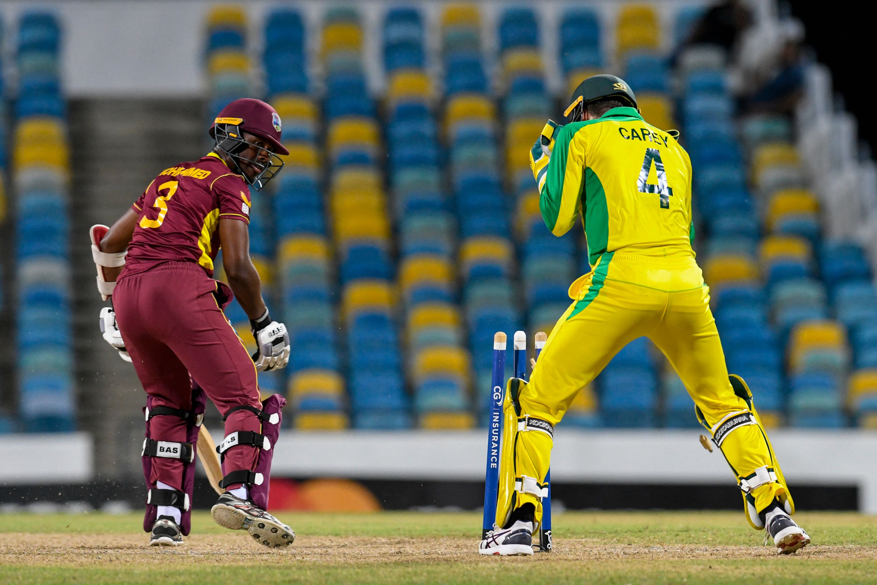 Mohammed was bowled off Zampa's bowling